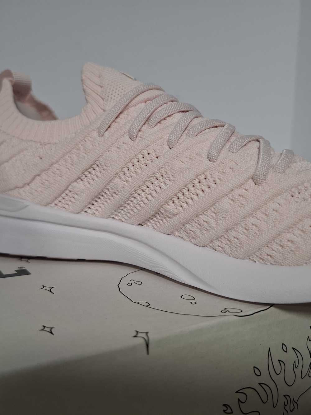 APL Women's Knit Slip-On Sneaker in Light Pink and White
